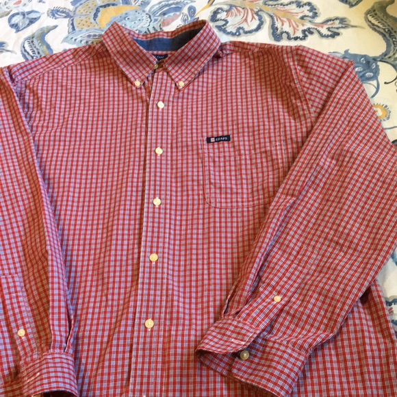 Chaps red plaid button down, men’s XL - Picture 1 of 5